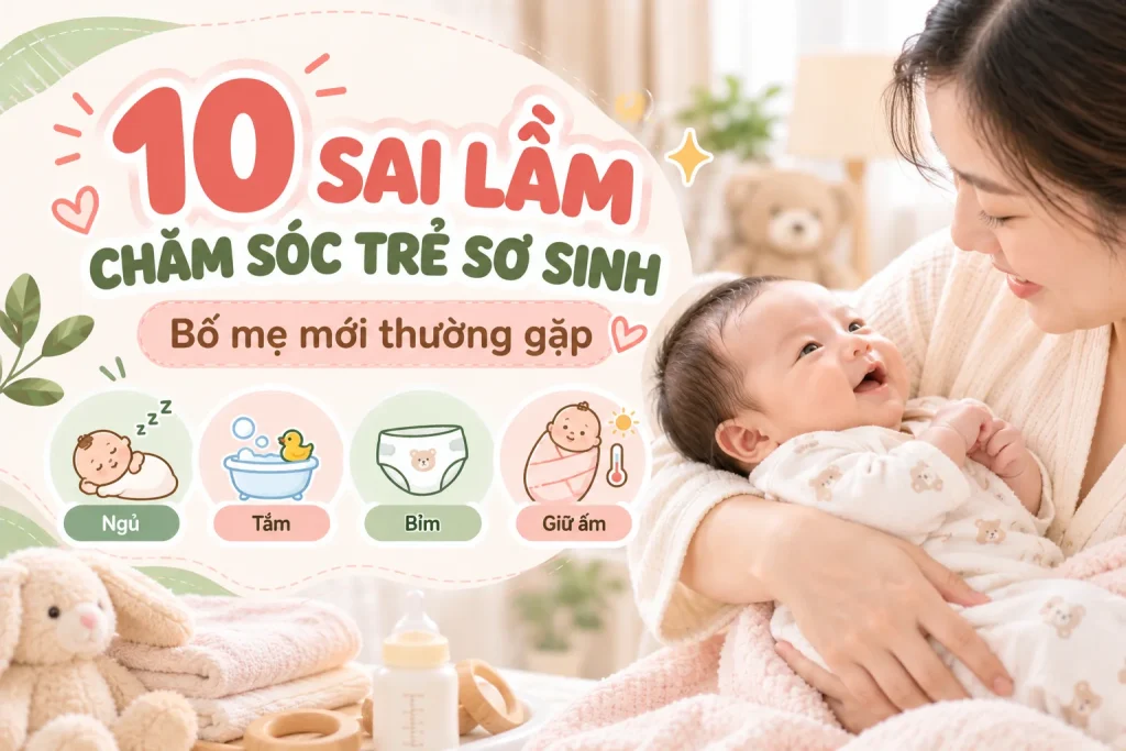 10 sai lầm chăm sóc trẻ sơ sinh bố mẹ mới thường gặp
