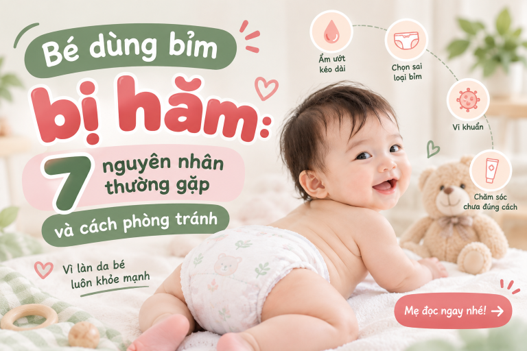 Bé dùng bỉm bị hăm