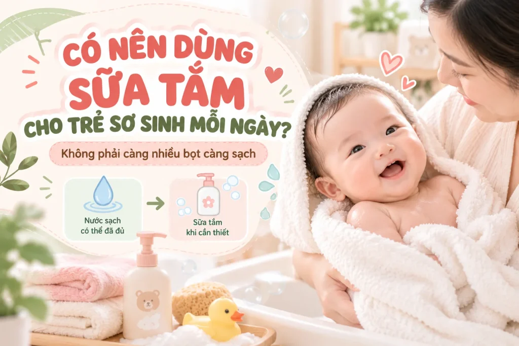 Có nên dùng sữa tắm cho trẻ sơ sinh mỗi ngày