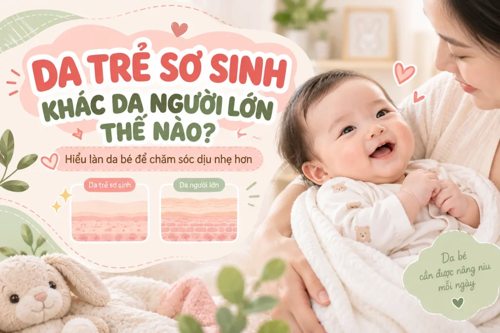 Da trẻ sơ sinh khác da người lớn như thế nào