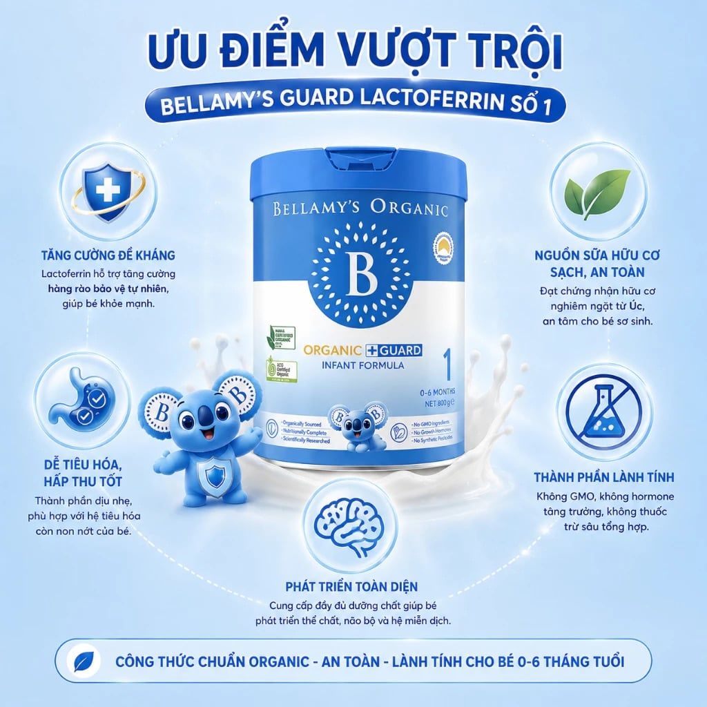 Sữa Bellamy's Organic Guard Lactoferrin Số 1 (0–6 Tháng) 300g