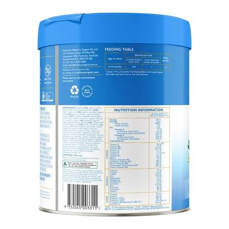 Sữa Bellamy's Organic Guard Lactoferrin Số 2 (6–12 Tháng) 800g