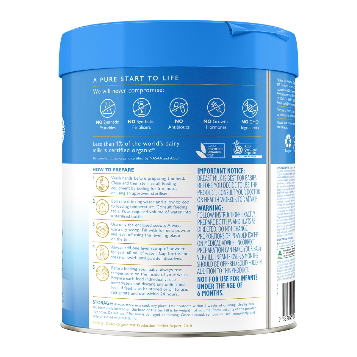 Sữa Bellamy's Organic Guard Lactoferrin Số 2 (6–12 Tháng) 800g