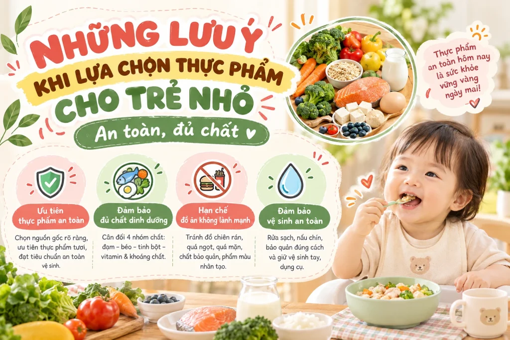 Những lưu ý khi lựa chọn thực phẩm cho trẻ nhỏ an toàn, đủ chất